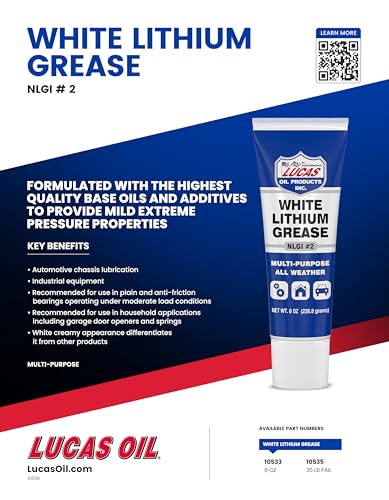 Lucas Oil 10533 White Lithium Grease - 8 oz Squeeze Tube, Pack of 12