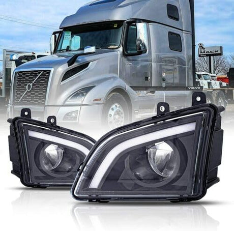 Torque Pair Set of Black Full LED Fog Light Lamp, Driver & Passenger Side Replacement for Volvo VNL Trucks 2018 2019 2020 2021 2022 2023 DOT SAE Approved Aftermarketus Fog Lights
