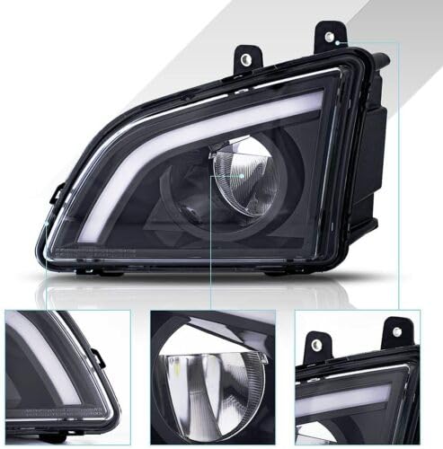 Torque Pair Set of Black Full LED Fog Light Lamp, Driver & Passenger Side Replacement for Volvo VNL Trucks 2018 2019 2020 2021 2022 2023 DOT SAE Approved Aftermarketus Fog Lights