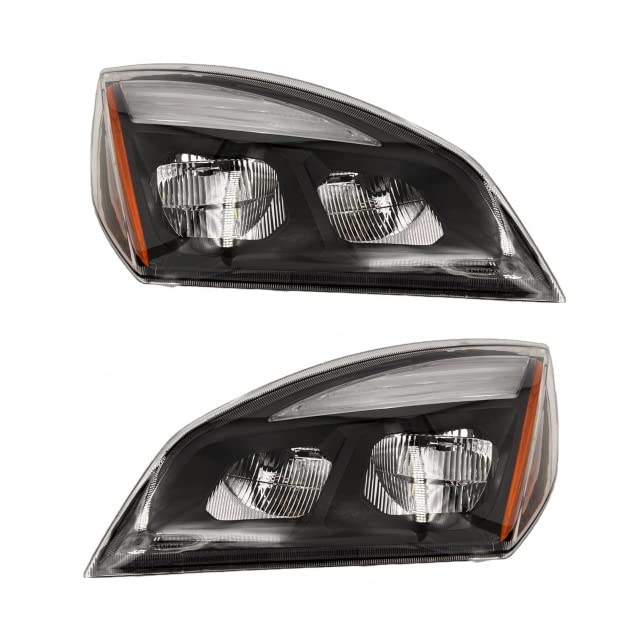 LED Headlight and Fog Light Set for 2018-2024 Freightliner Cascadia Semi Trucks | Black Housing