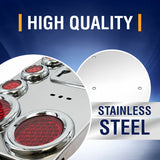 Stainless Steel Rear Center Tail Light Panel with Lights for Semi Trucks & Trailers | Chrome Finish