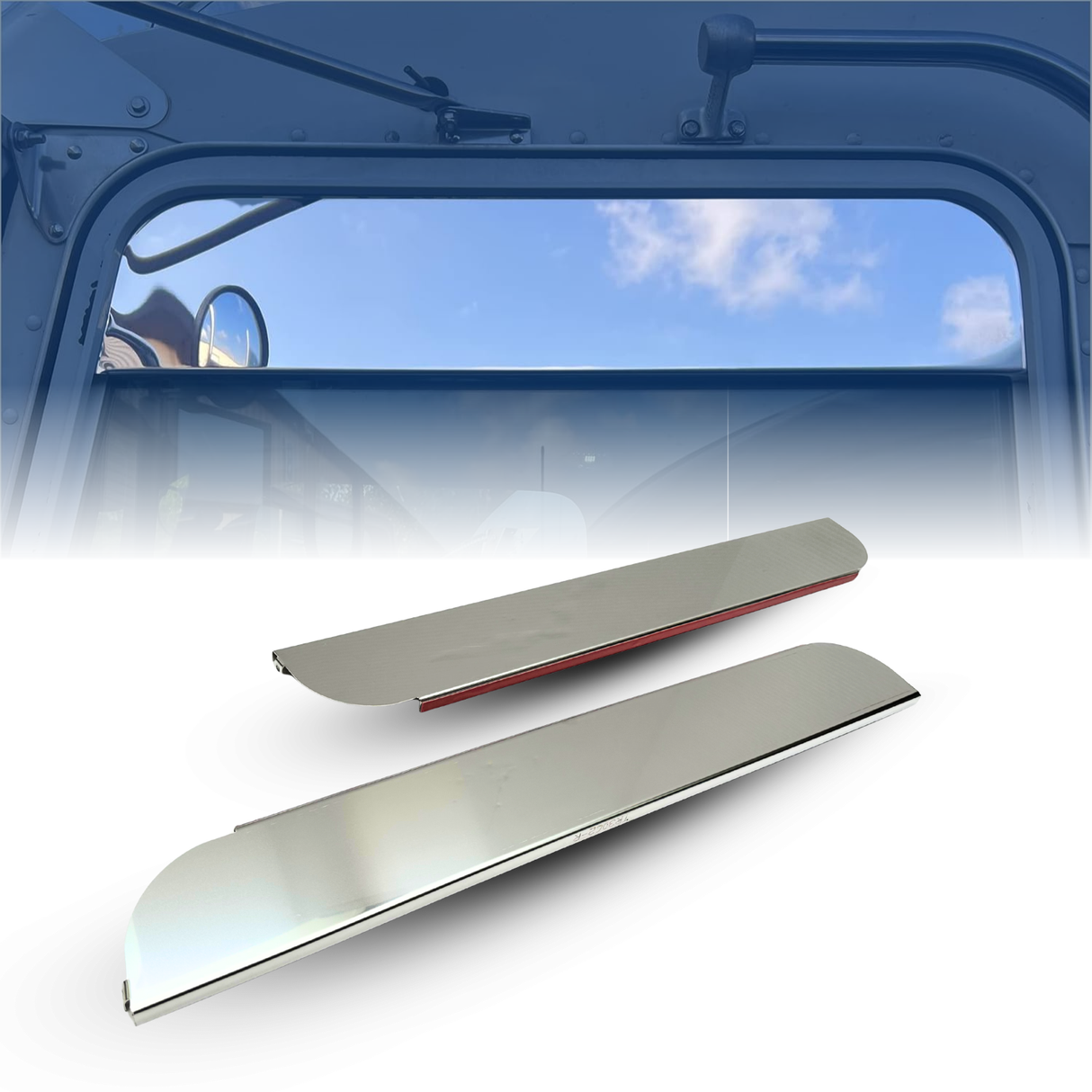 Window Chop Top Set for Kenworth Semi Trucks | Mirror Finish | Stainless Steel