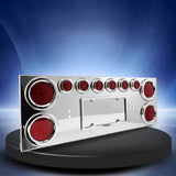 Stainless Steel Rear Center Tail Light Panel with Lights for Semi Trucks & Trailers | Chrome Finish