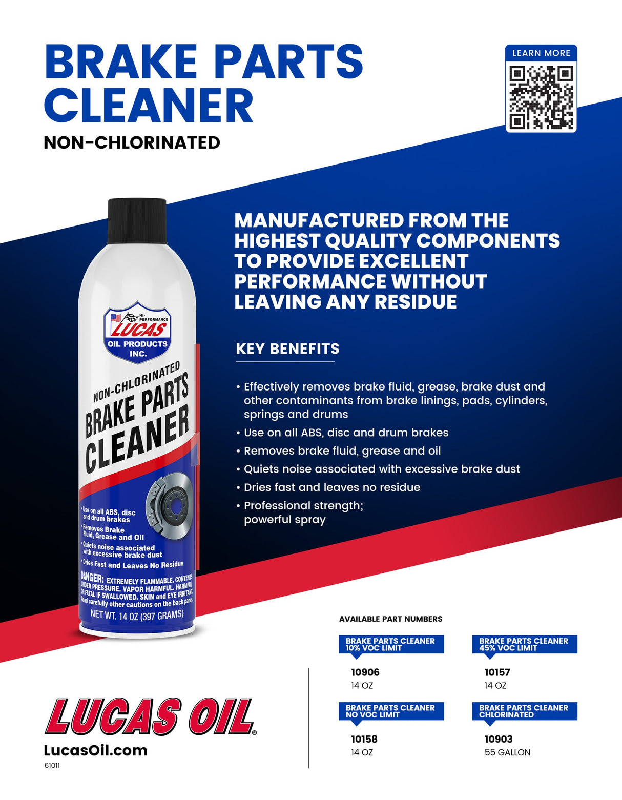 Lucas Oil 10906 Non-Chlorinated Brake Parts Cleaner - 14 oz, Pack of 12