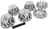 Chrome Front & Rear Axle Wheel Cover Spiked Lug Nut Covers