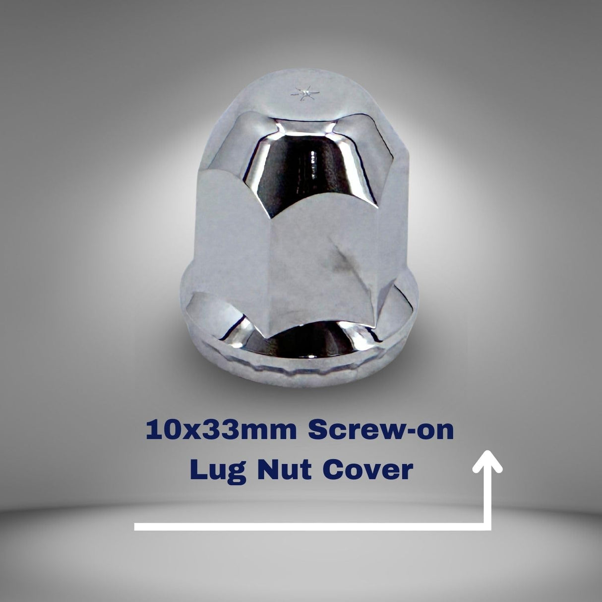 33mm Screw-On Lug Nut Covers for Semi Trucks - Chrome - Universal  - 10 Pack