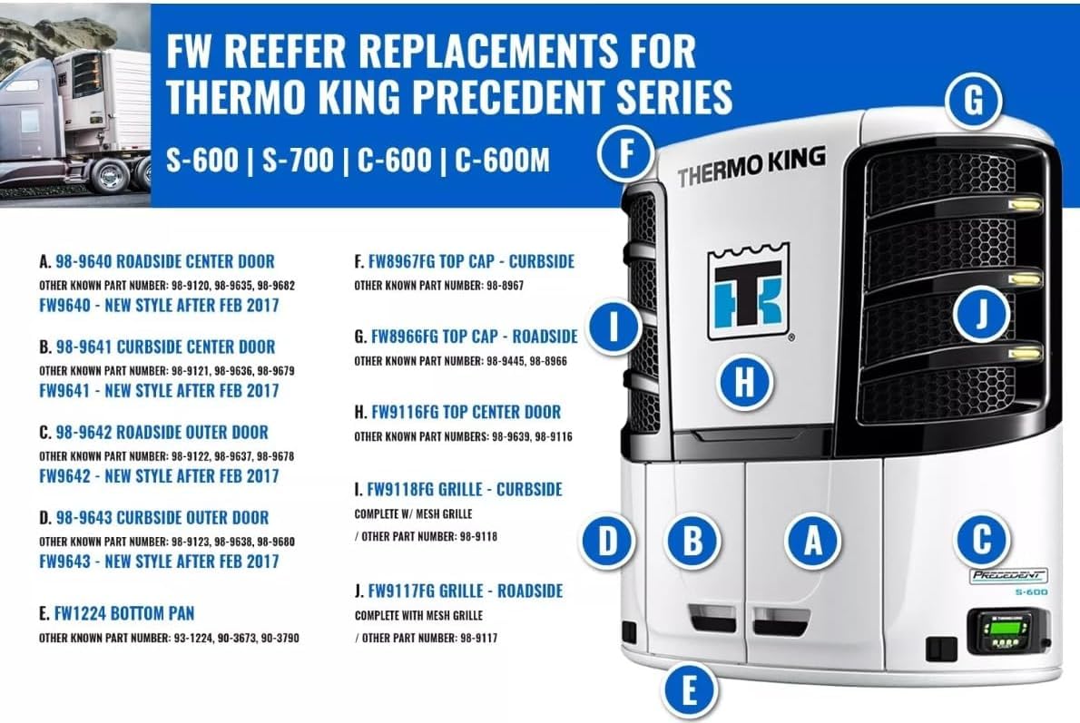 Reefer Roadside Top Cap for Thermo King Precedent S-600 / G700 / S-700 / 610DE / 600M