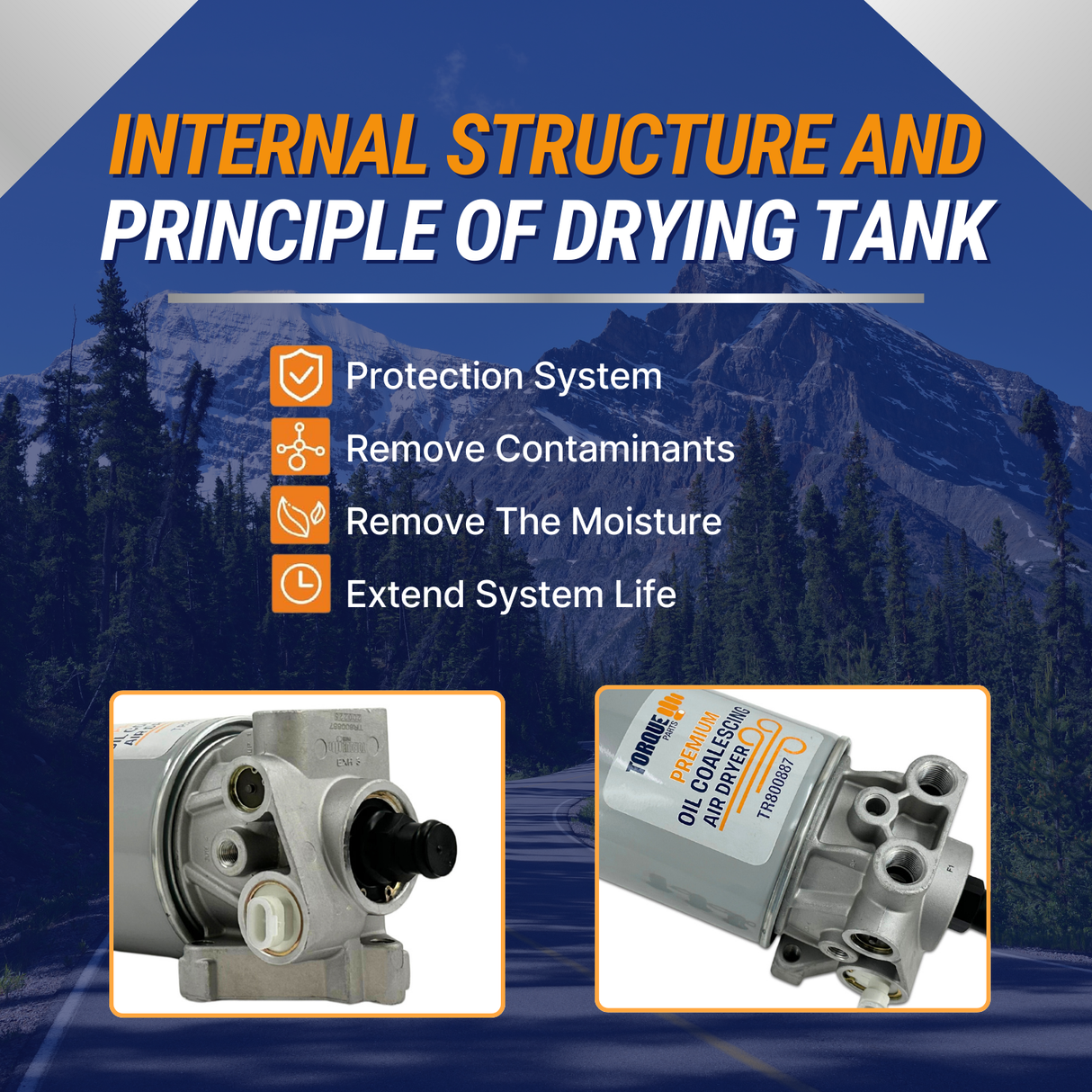 AD-SP Style Air Dryer for Freightliner Peterbilt | Replacement 065691 Bendix 800887