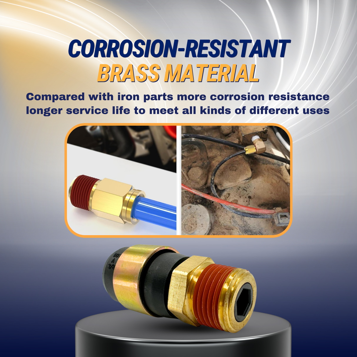 3/8" NPT Rubber Air Line Air Hose End Quick Repair Swivel Kit for Truck and Trailers | 10 Pieces