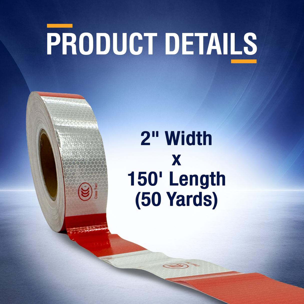 DOT-C2 Reflective Conspicuity Tape Roll 2" x 150' | Diamond Grade Red & White Safety Tape