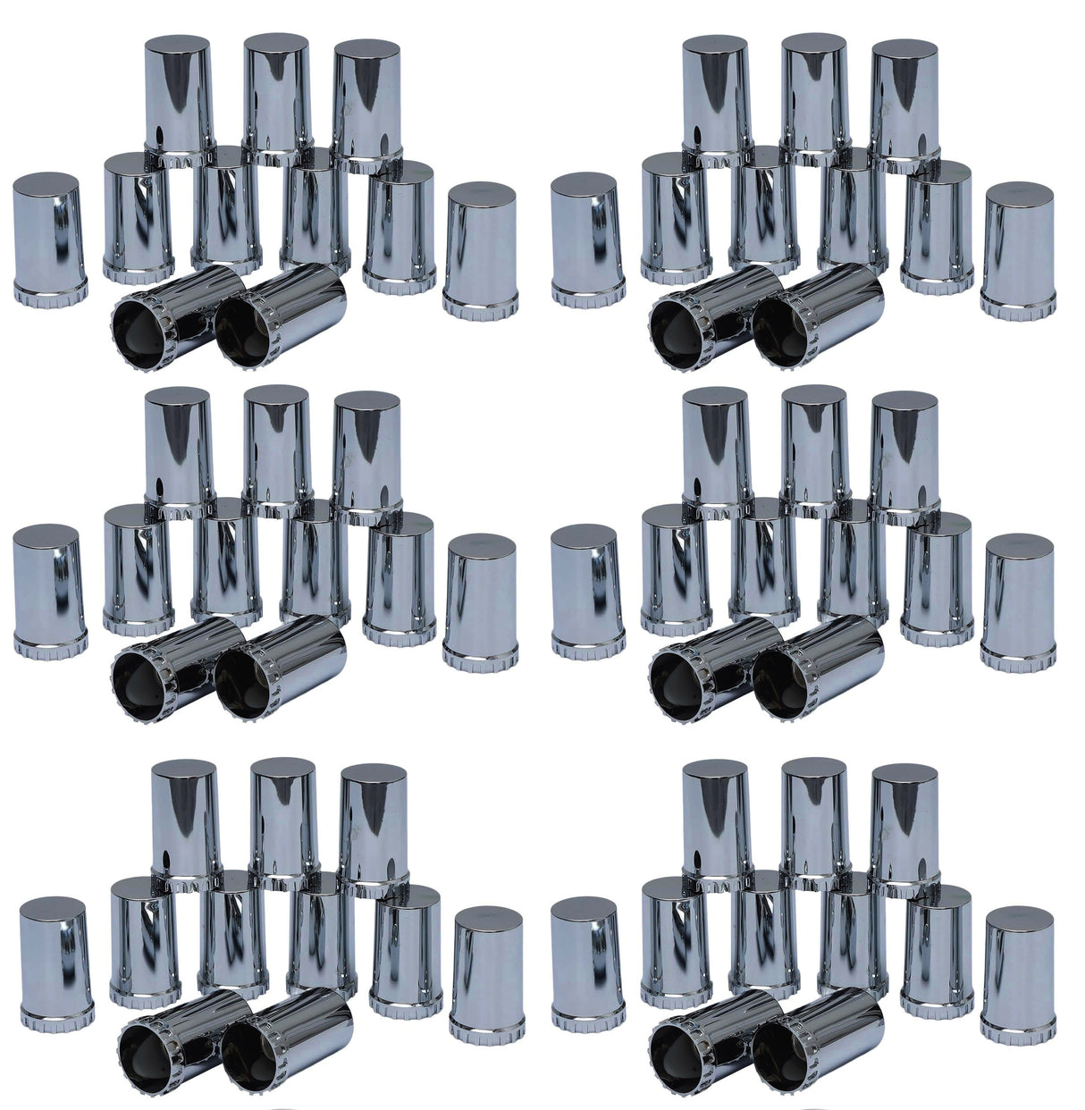 33mm Chrome Cylinder Screw-on Lug Nut Covers - 60 Pieces