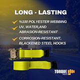 4"x30 feet Tie-Down Cargo Control Straps for Flatbed Trailers | Breaking Strength 15,000 Lbs | 4 Pack