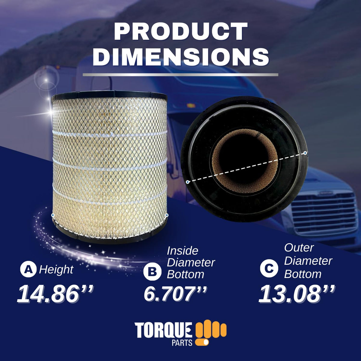 Engine Air Filter for Freightliner Century Columbia | Replacement P527682 Volvo 1117576 Aftermarketus Air Filters