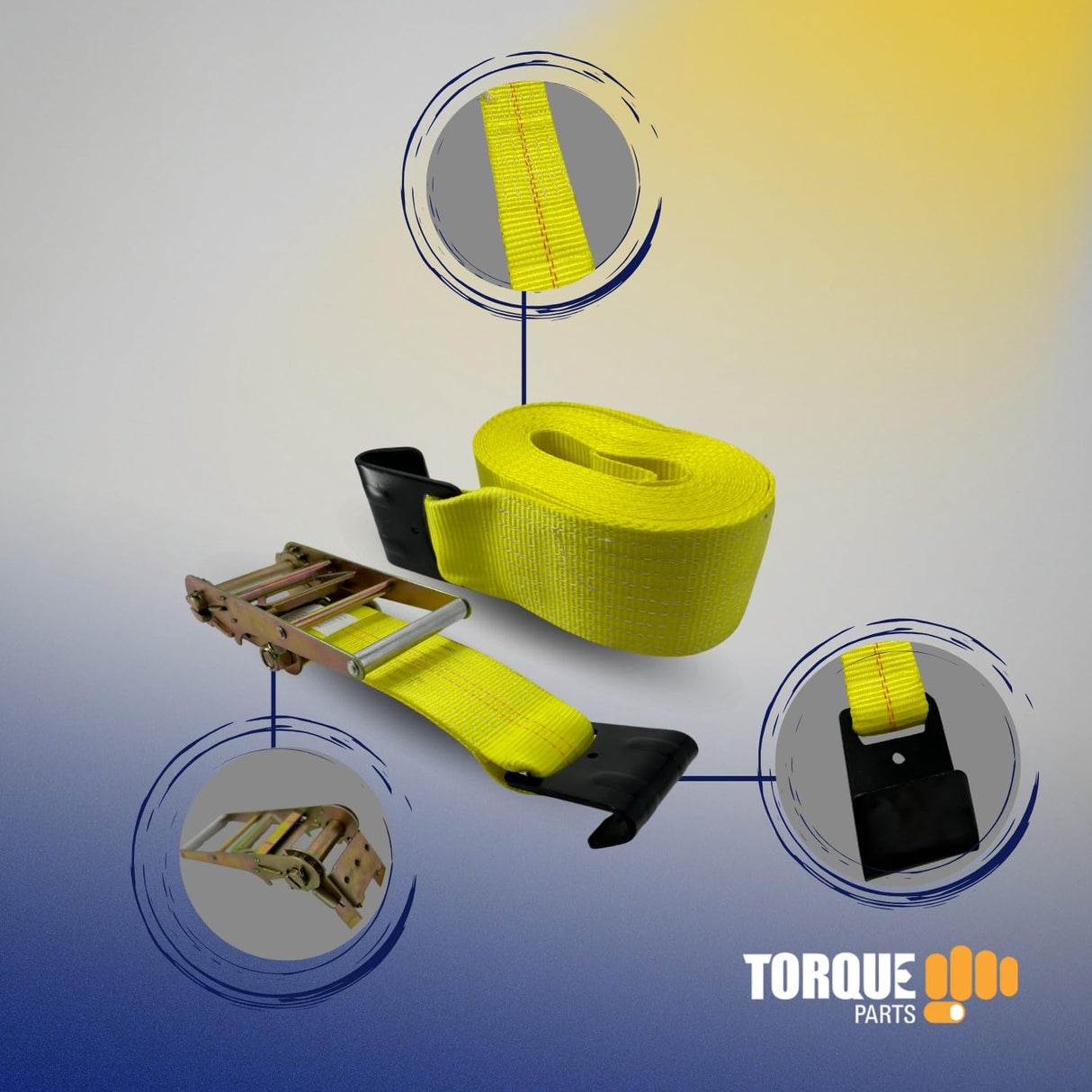 4"x30 feet Tie-Down Cargo Control Straps for Flatbed Trailers | Breaking Strength 15,000 Lbs | 4 Pack