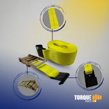 4"x30 feet Tie-Down Cargo Control Straps for Flatbed Trailers | Breaking Strength 15,000 Lbs | 4 Pack