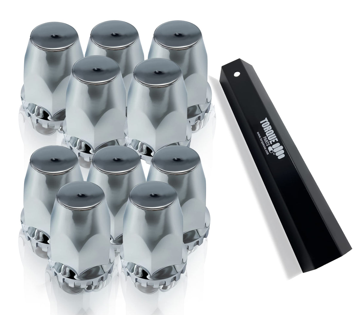 33mm Screw-on Lug Nut Covers for Semi Trucks with Removal Tool | 10 Pack