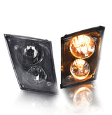 Front End Set for 2004-2015 Volvo VNL Semi Truck (Headlights, Fog Lights, Chrome Grille, Bumpers)