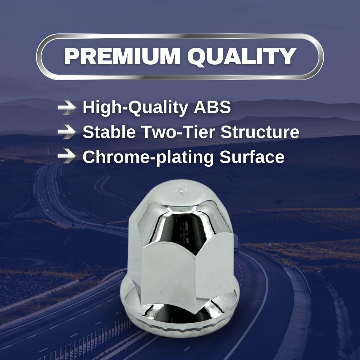 33mm Screw-On Lug Nut Covers for Semi Trucks - Chrome - Universal  - 10 Pack