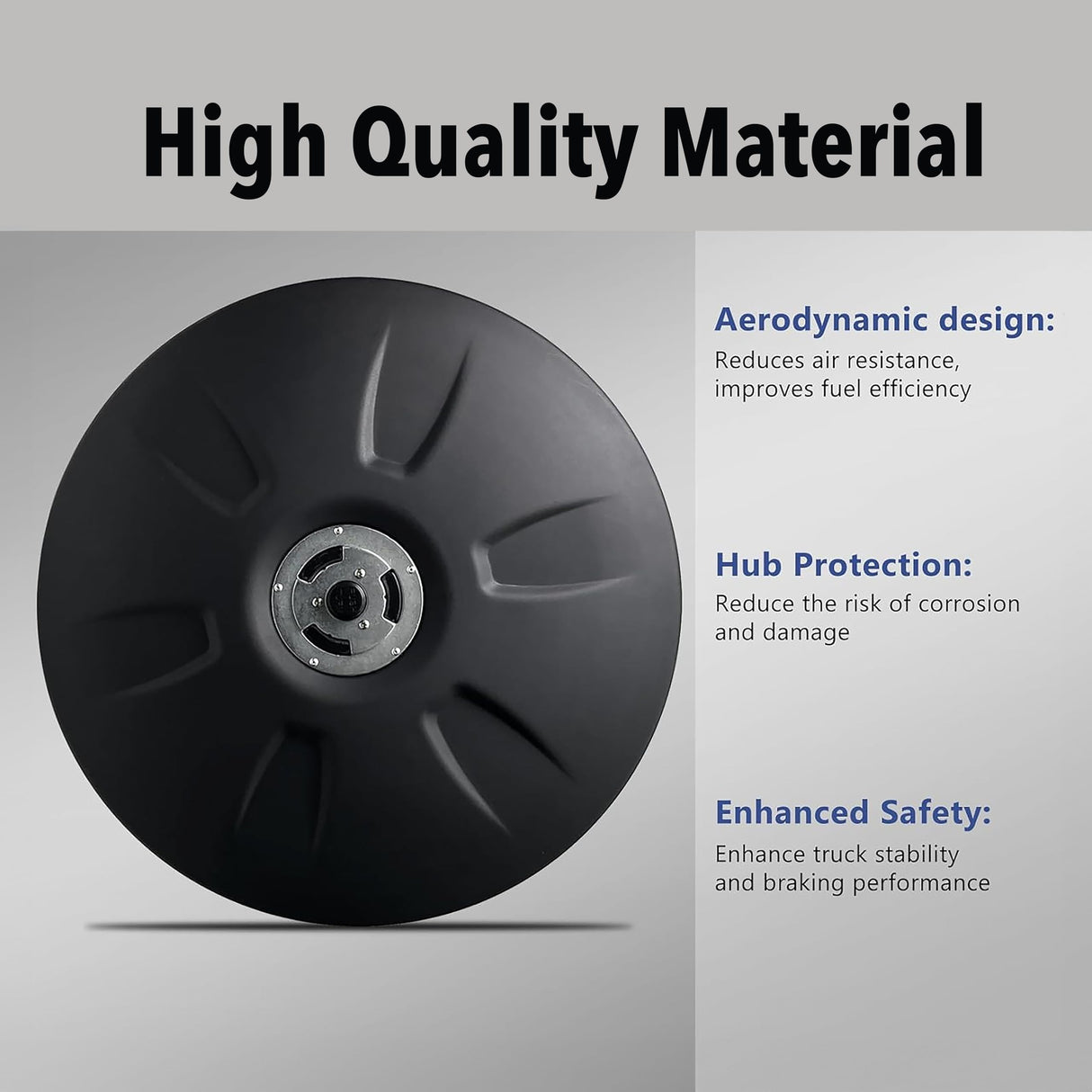 Aerodynamic 22.5" Wheel Covers & Axle Cover Kit for Semi Truck Trailers | Black | 1 Set