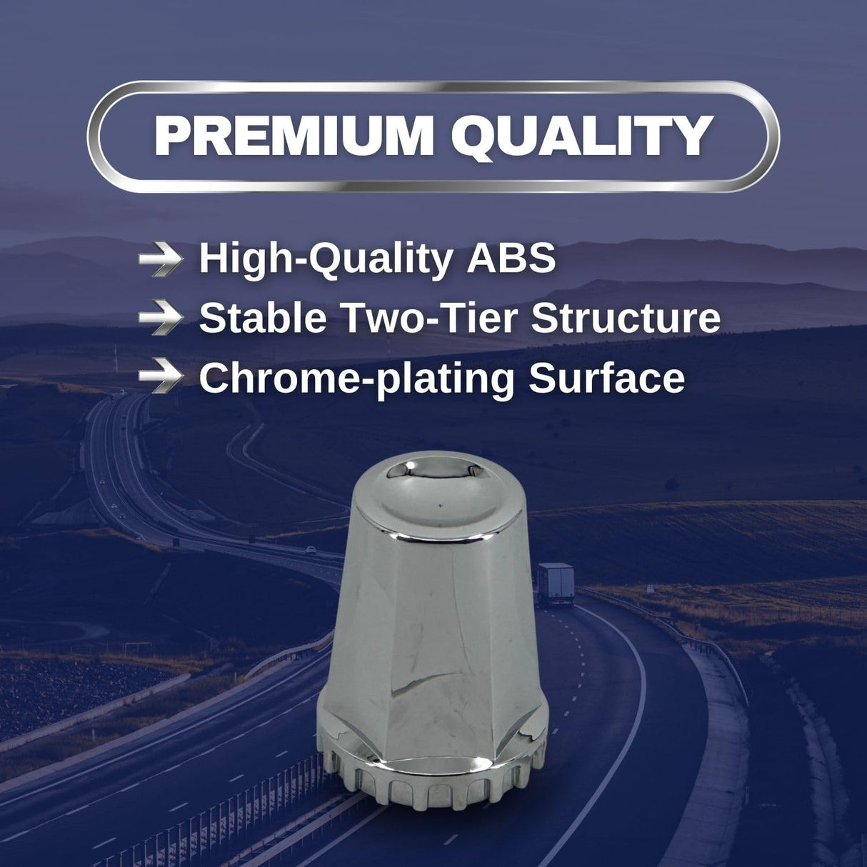 33mm Screw-On Lug Nut Covers for Semi Trucks - Chrome - 10 Pack