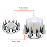 Chrome Front & Rear Axle Wheel Cover Spiked Lug Nut Covers
