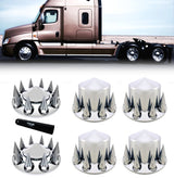 Chrome Front & Rear Axle Wheel Cover Spiked Lug Nut Covers