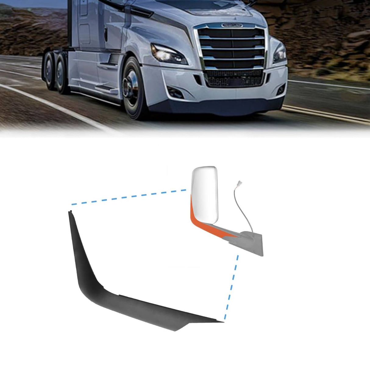 Door Mirror Arm Cover for 2018+ Freightliner Cascadia - Right - Black