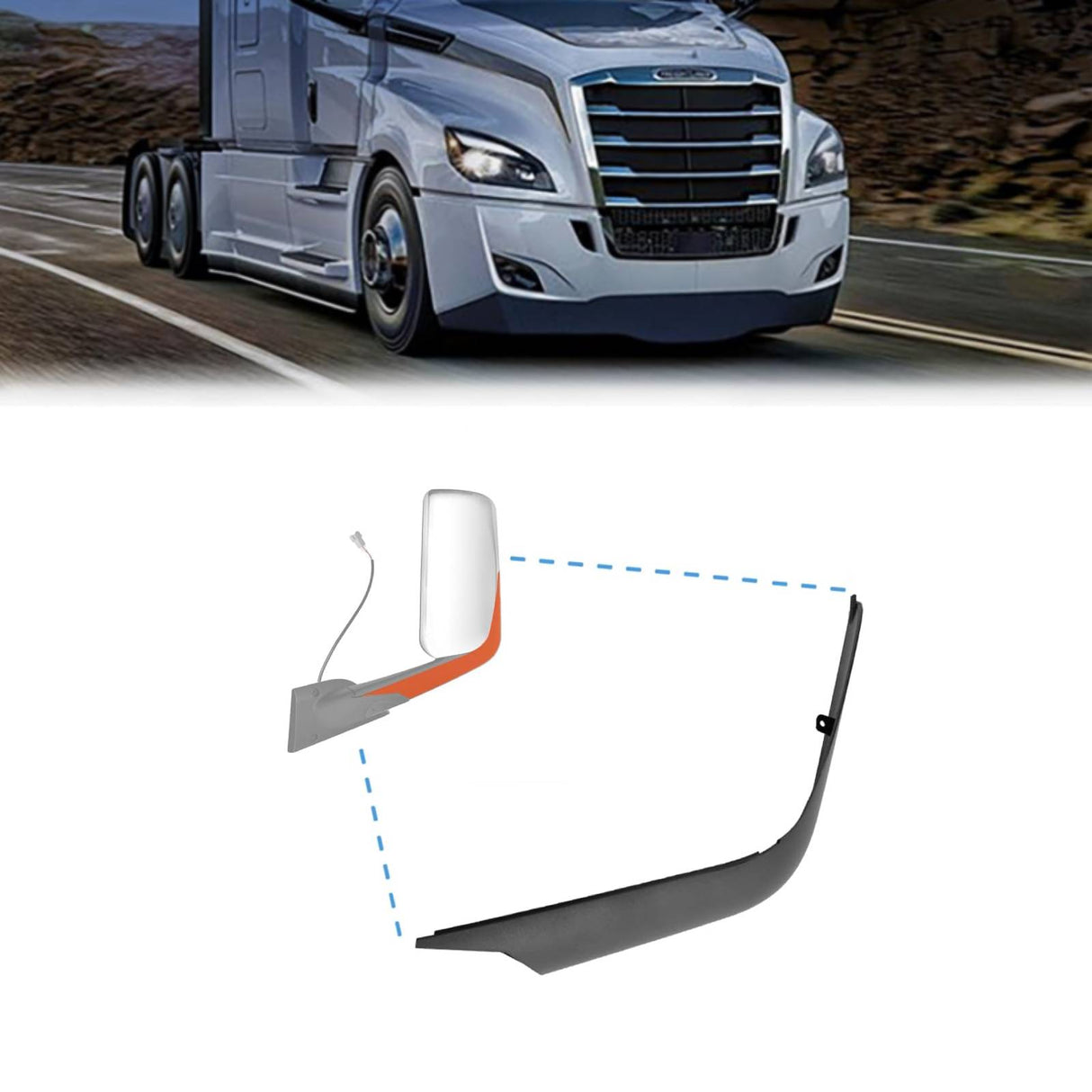 Door Mirror Arm Cover for 2018+ Freightliner Cascadia - Left - Black