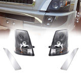 2004-2018 Volvo VNL Headlights with Chrome Fender Guard Trim