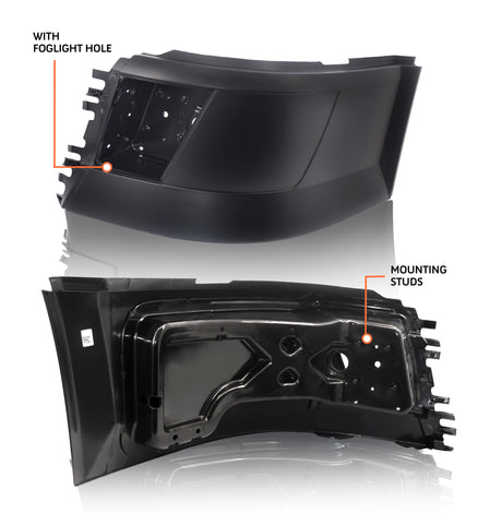 Corner Bumpers Set with Fog Lights Replacement for 2004–2015 Volvo VNL Semi Trucks Aftermarketus Bumpers