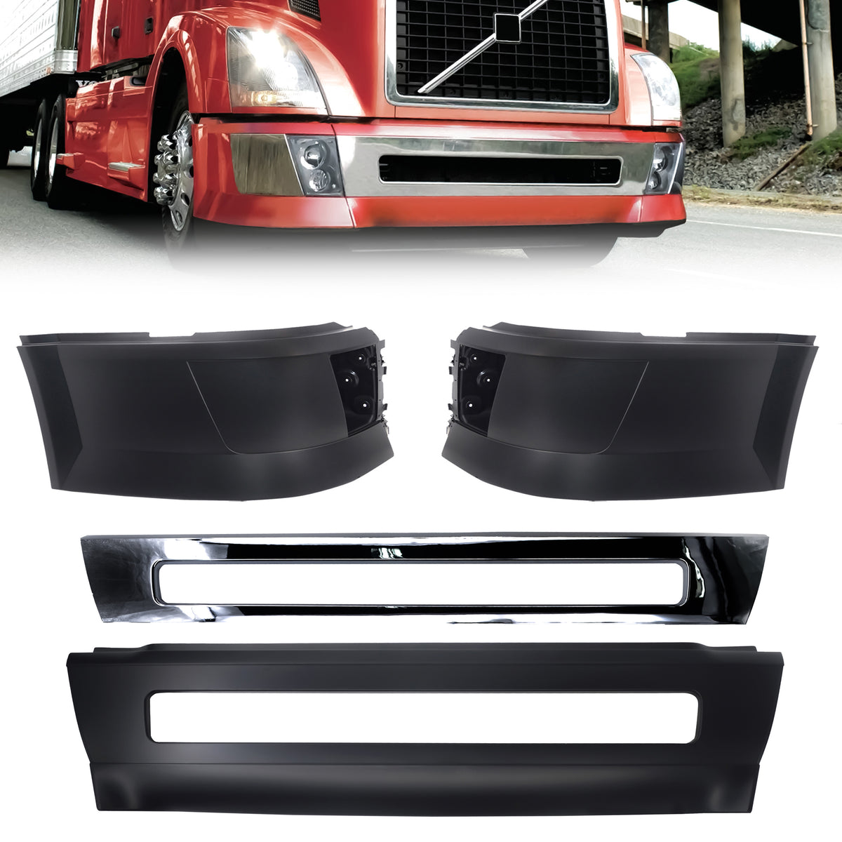 Center and Corner Bumper Set for 2004-2015 Volvo VNL | Replacement Vol ...