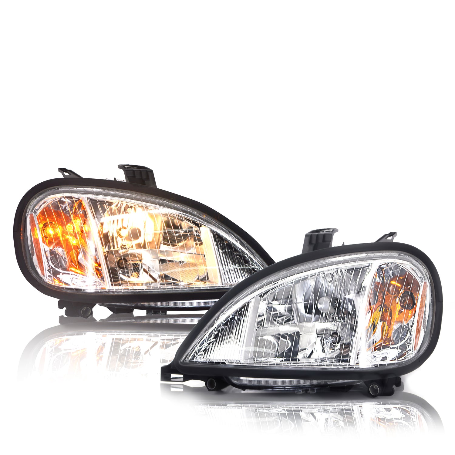 Headlight and Chrome Bezel for 2001-2017 Freightliner Columbia | Pair Aftermarketus Headlights