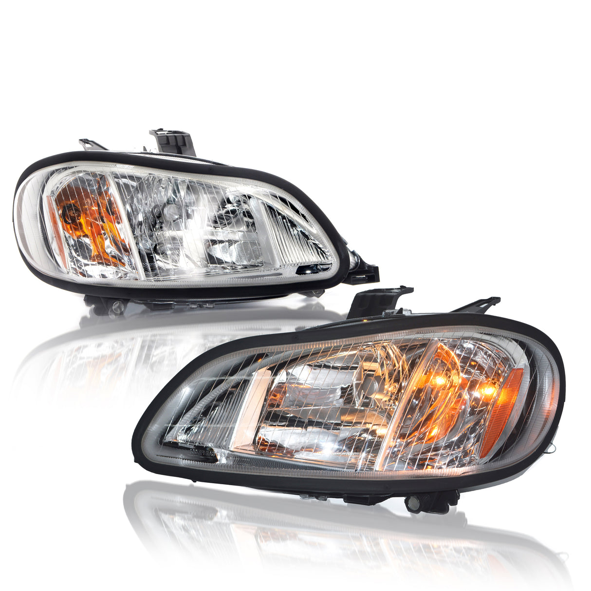 Headlight Set with Chrome Grille for 2002-18 Freightliner M2