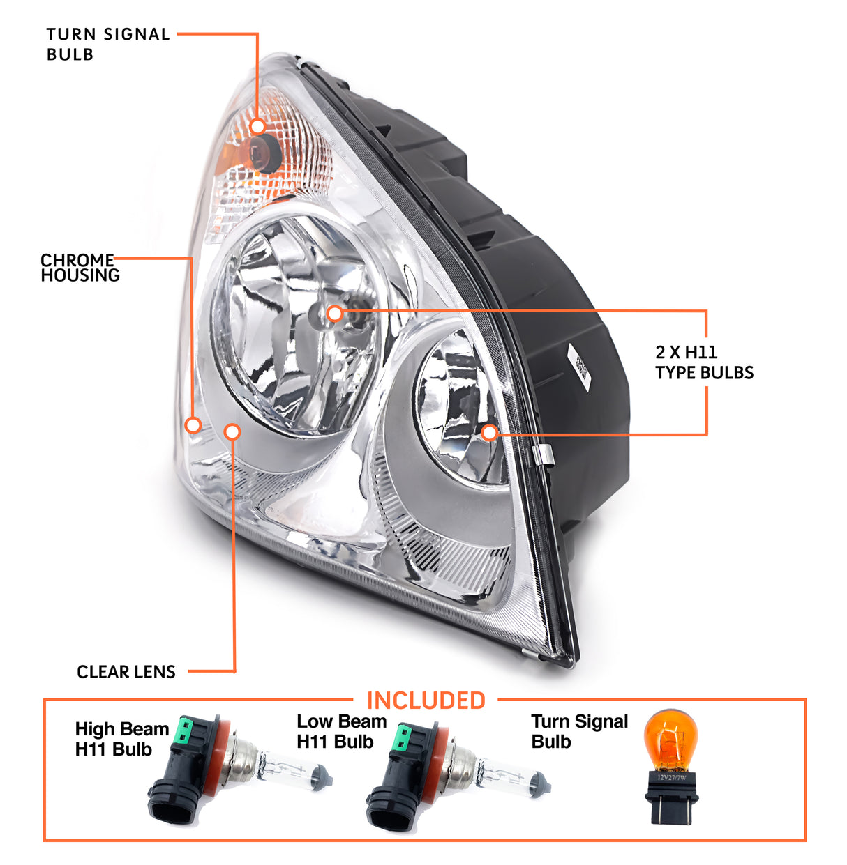 Pair Headlight Set for 2008-2017 Freightliner Cascadia