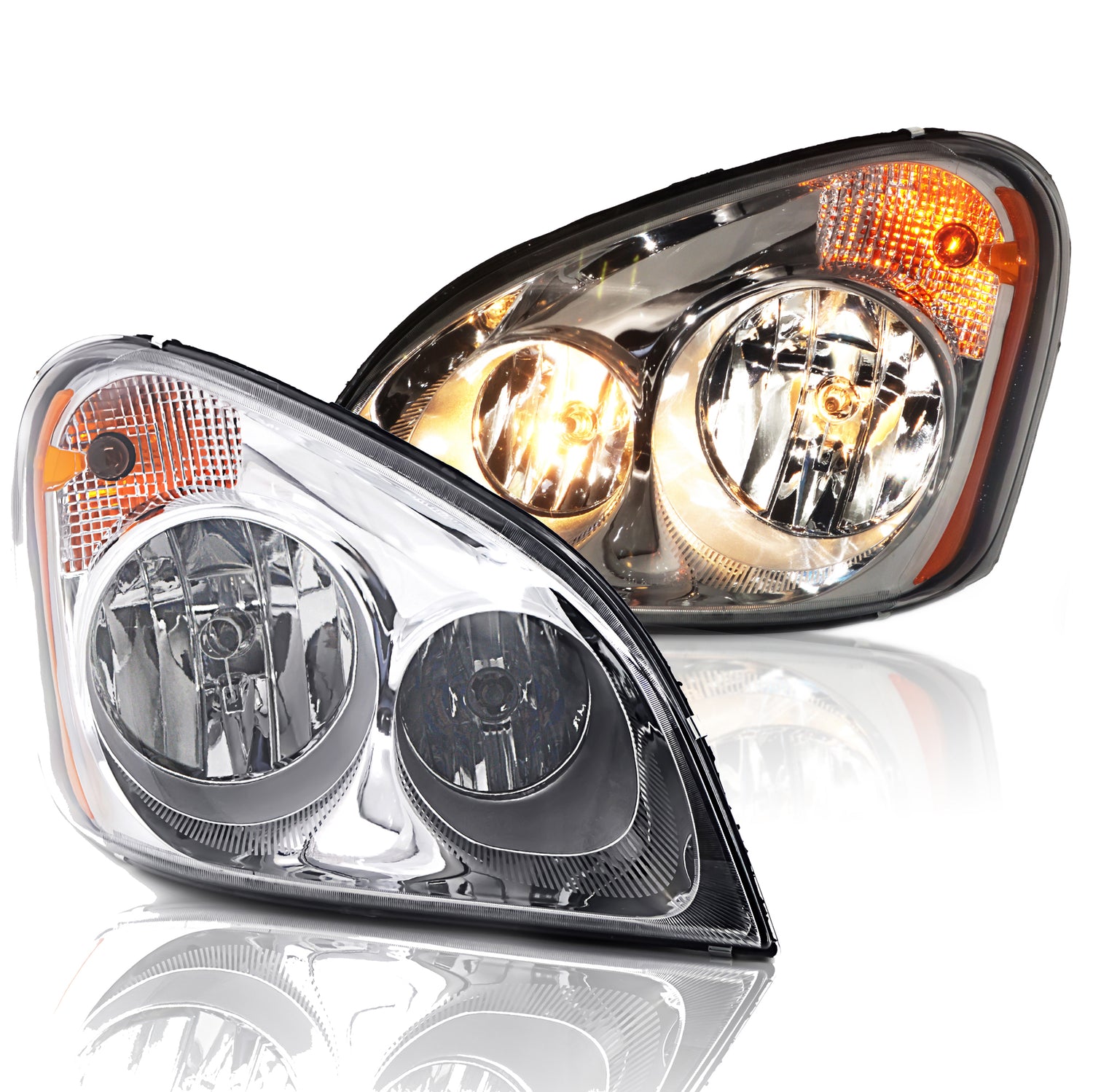 Headlight and Fog Light Set for 2008-2018 Freightliner Cascadia Semi Trucks | Halogen | Chrome Housing Aftermarketus Headlights