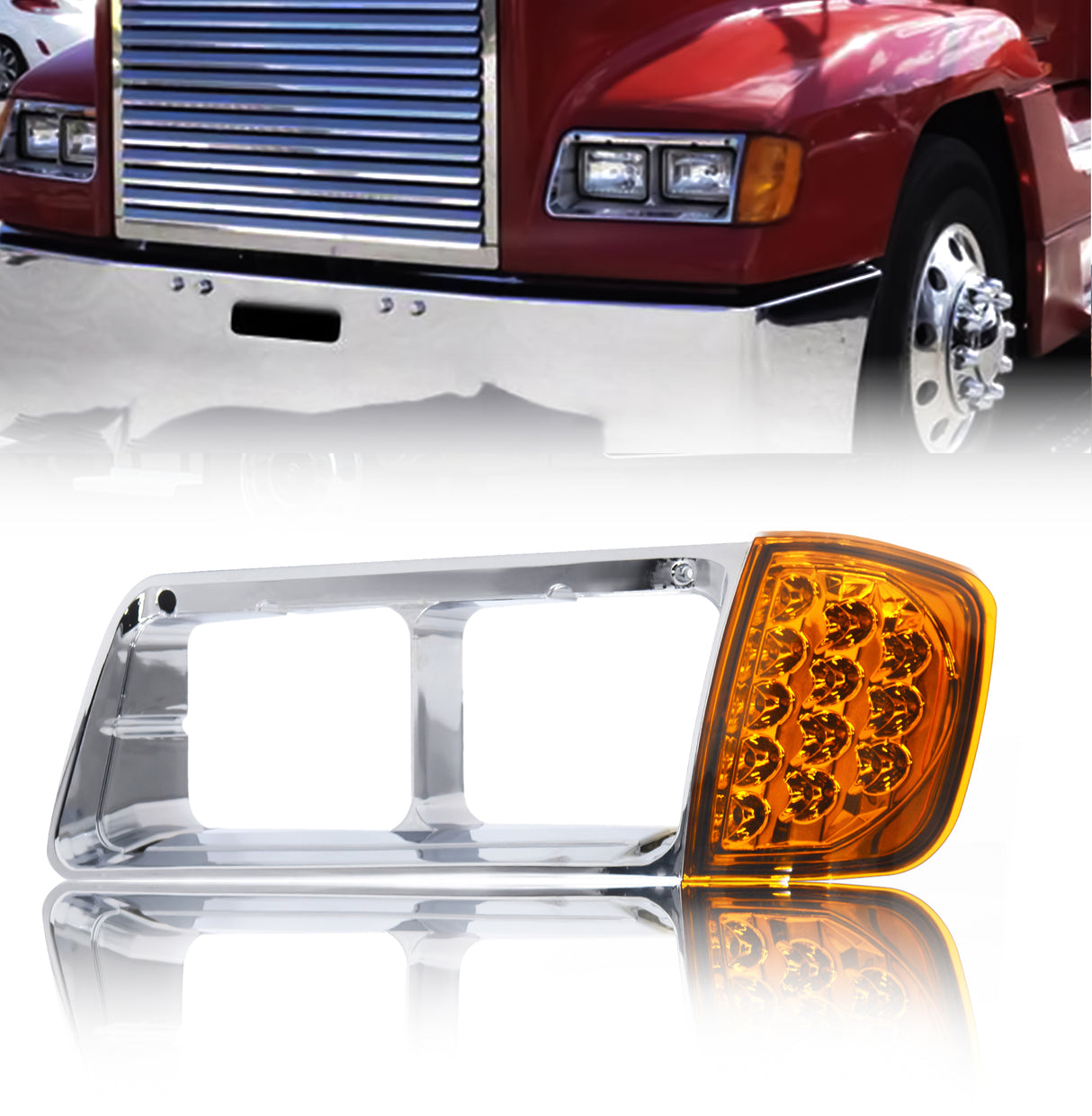 Headlight Bezel with Led Turn Signal for Freightliner FLD - Left