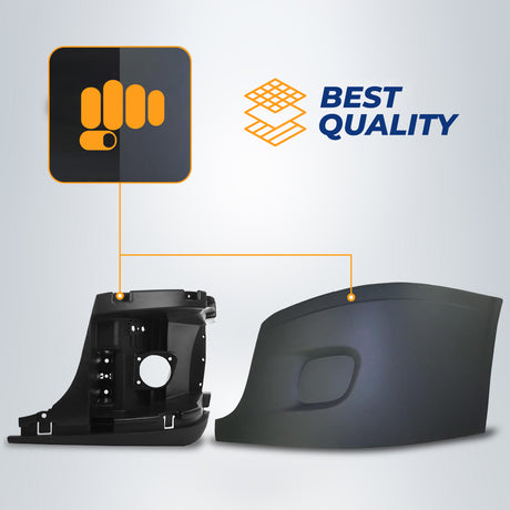 Bumper Cover with Inner Support for 2008-2017 Freightliner Cascadia Semi Trucks | Left Aftermarketus Bumpers