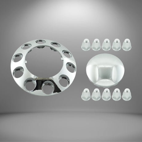 Front Axle Wheel Cover with Standard Hubcap – 33mm Lug Nut Cover - Chrome - Aftermarketus Torque Lug Nut & Wheel Axle Covers