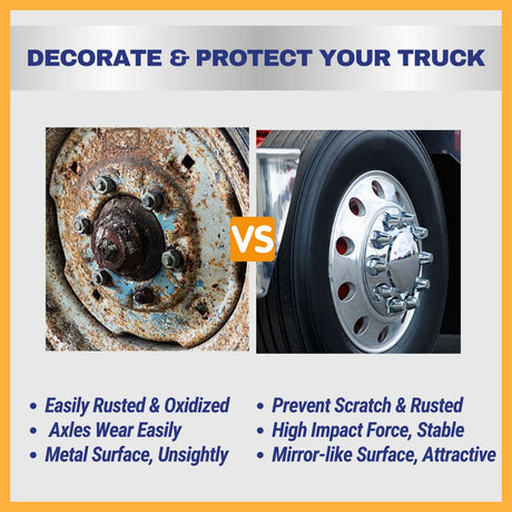 Front Axle Wheel Cover with Standard Hubcap – 33mm Lug Nut Cover - Chrome - Aftermarketus Torque Lug Nut & Wheel Axle Covers