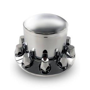 Rear Axle Wheel Cover with 33mm Screw-on Lug Nut Cover for Semi Truck - Chrome - Universal Fit Aftermarketus Lug Nut & Wheel Axle Covers