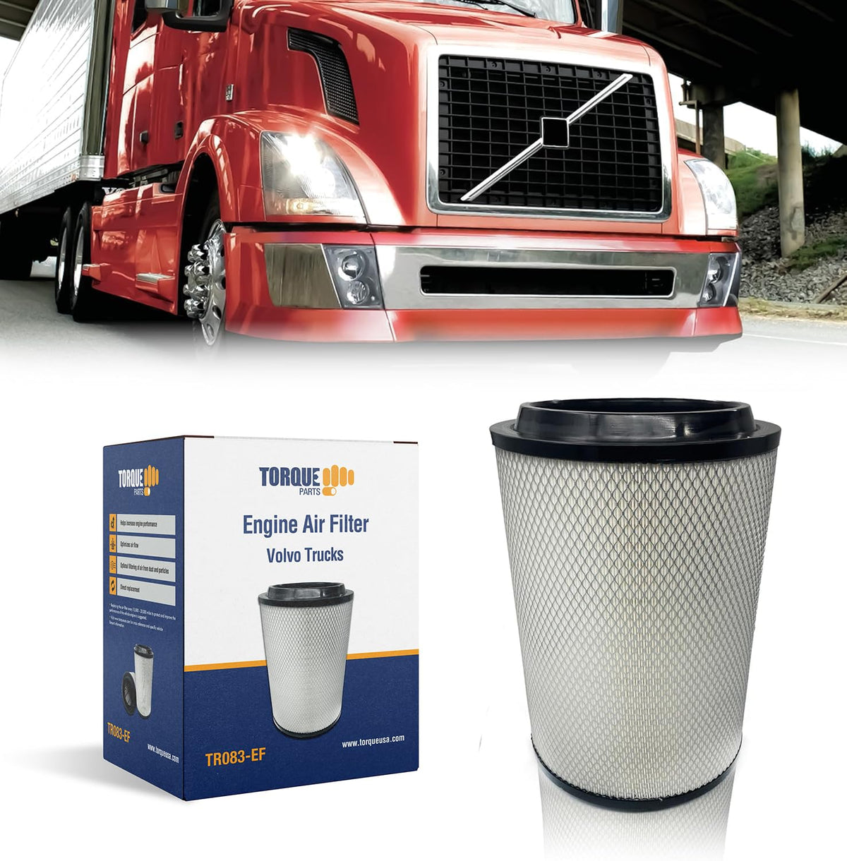 Engine Air Filter for Volvo VNL VN VNM VNX VHD | Replacement Volvo 20411815 Fleetguard 26163 Aftermarketus Air Filters