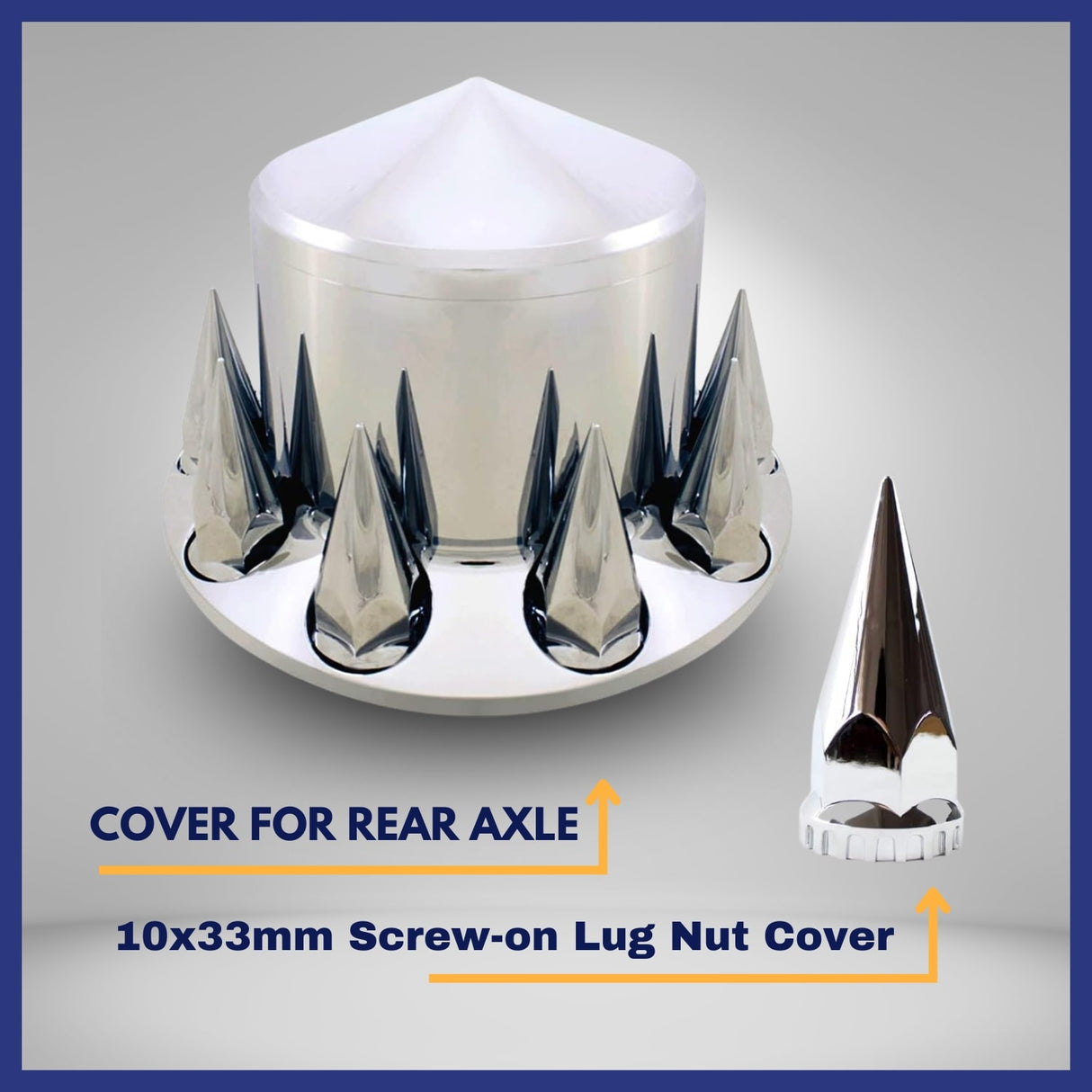 Rear Axle Wheel Cover – 33mm Spike Screw-On Lug Nut Cover Hub Caps - Chrome - Aftermarketus Torque Lug Nut & Wheel Axle Covers