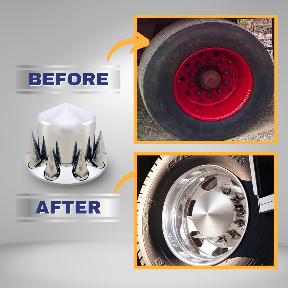 Rear Axle Wheel Cover – 33mm Spike Screw-On Lug Nut Cover Hub Caps - Chrome - Aftermarketus Torque Lug Nut & Wheel Axle Covers