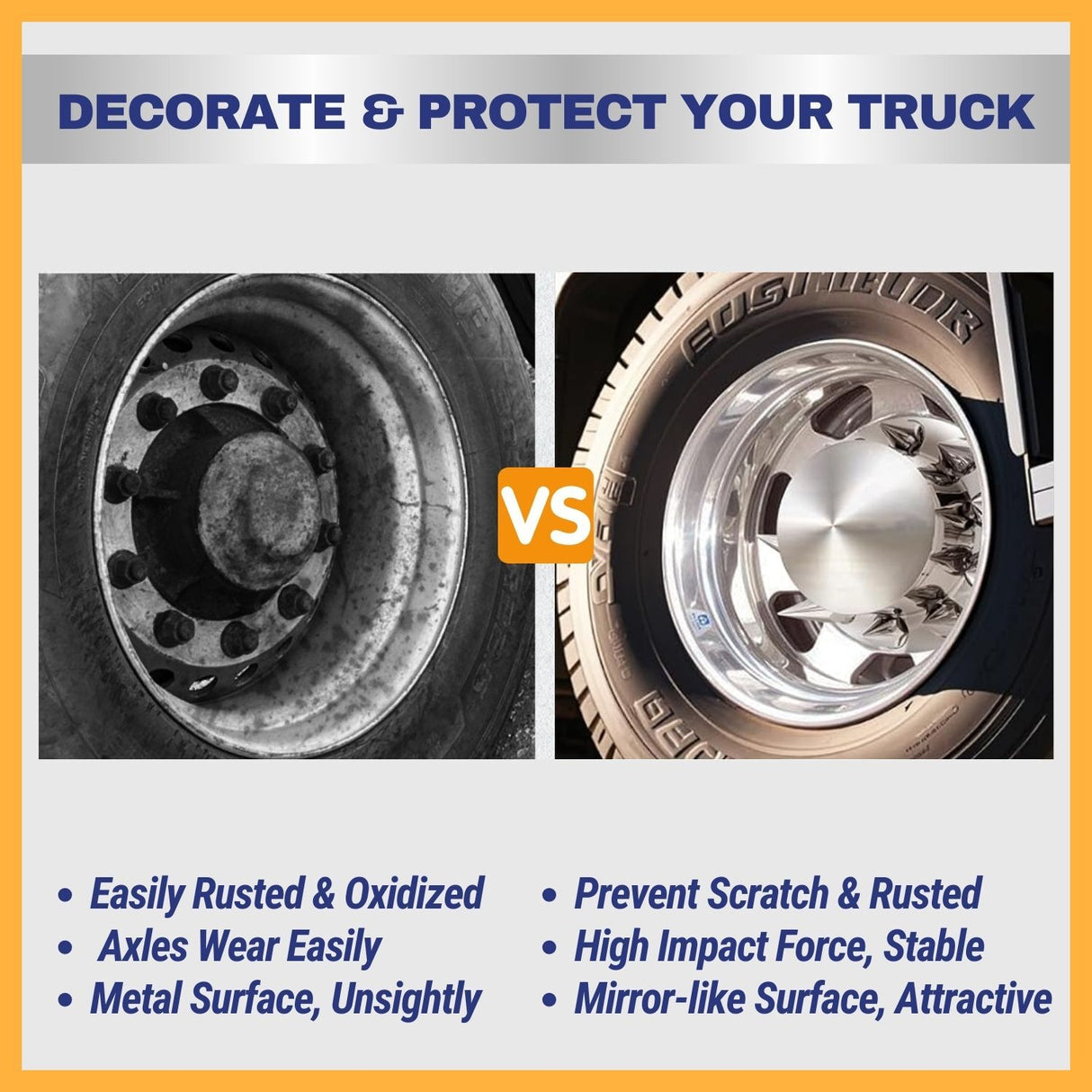 Rear Axle Wheel Cover – 33mm Spike Screw-On Lug Nut Cover Hub Caps - Chrome - Aftermarketus Torque Lug Nut & Wheel Axle Covers