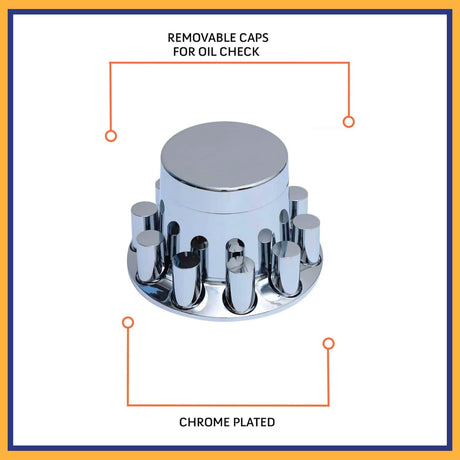 Rear Axle Wheel Cover – 33mm Screw-On Lug Nut Cover Hub Caps - Chrome - Aftermarketus Torque Lug Nut & Wheel Axle Covers
