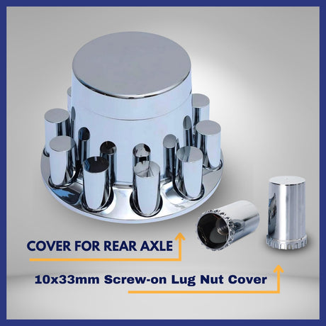 Rear Axle Wheel Cover – 33mm Screw-On Lug Nut Cover Hub Caps - Chrome - Aftermarketus Torque Lug Nut & Wheel Axle Covers