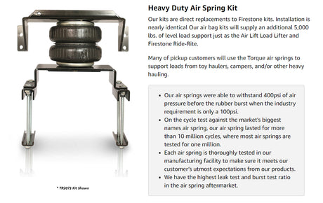 01-10 GMC Sierra 2500HD 3500HD for Ride-Rite 2250 Air Spring - AFTERMARKETUS Torque Air Helper Kits for Pick-up(s)