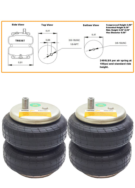 Air Bag Spring Suspension Kit Replace Ride-Rite 2350 - AFTERMARKETUS Torque Air Helper Kits for Pick-up(s)