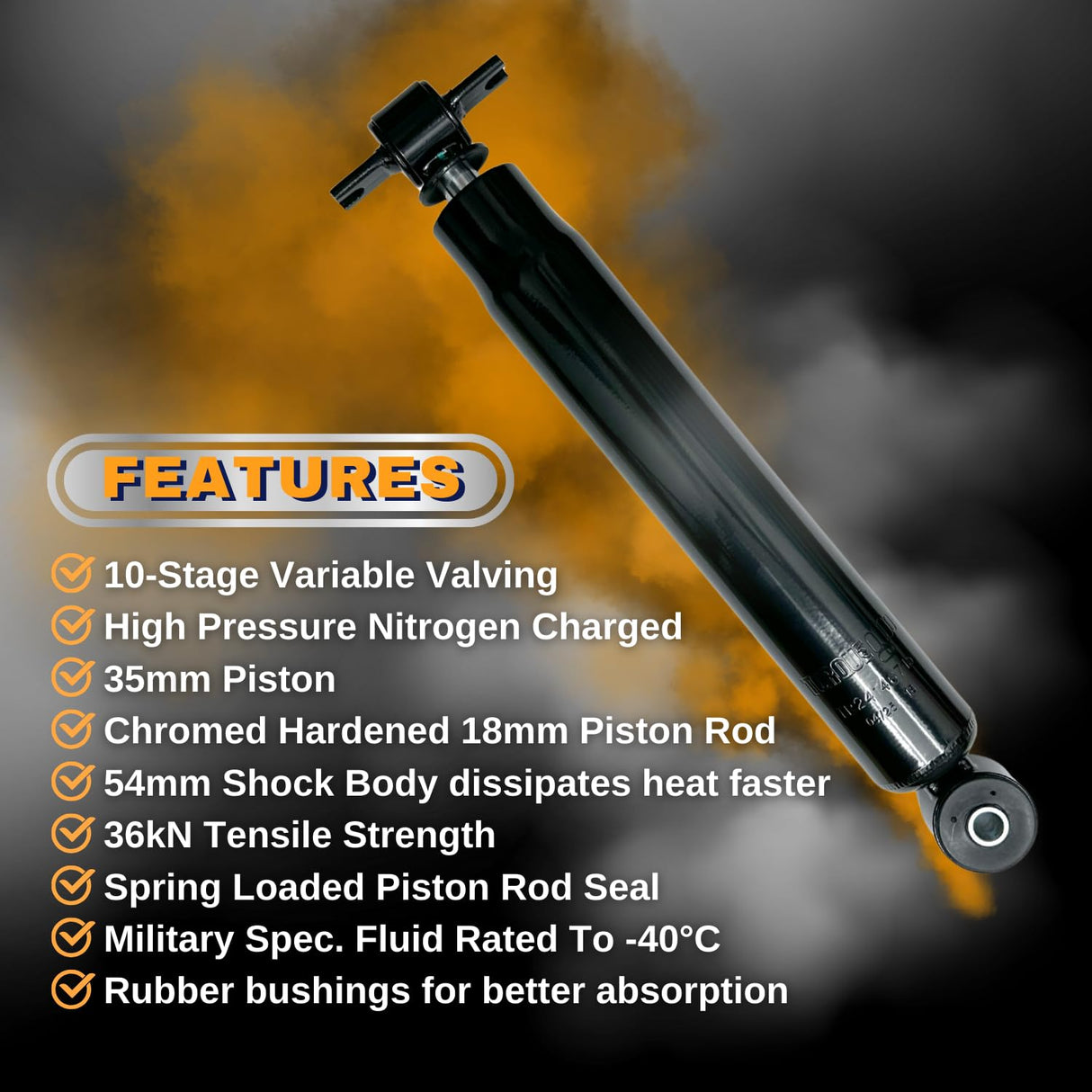 Rear Shock Absorber for 2007-2018 Jeep Wrangler JK (Replaces Rough Country 23144_A, KYB 344403) - 2 Pack