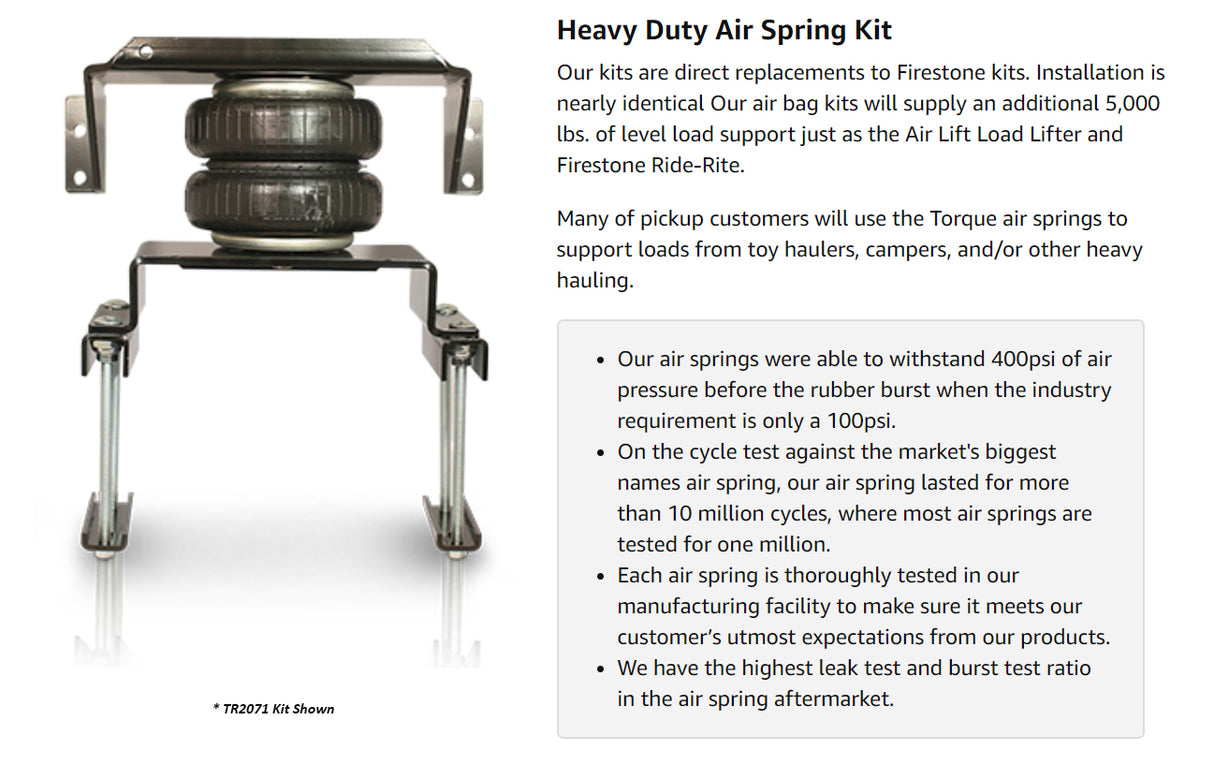 2009 Lincoln Mark LT Replaces Ride-Rite 2525 Air Spring kit - AFTERMARKETUS Torque Air Helper Kits for Pick-up(s)